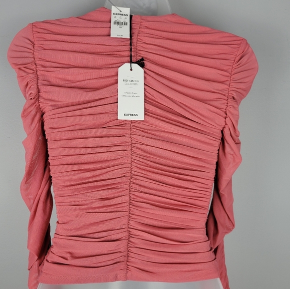 NWT Express Size XS Mesh Ruched Cropped Top - Picture 5 of 7